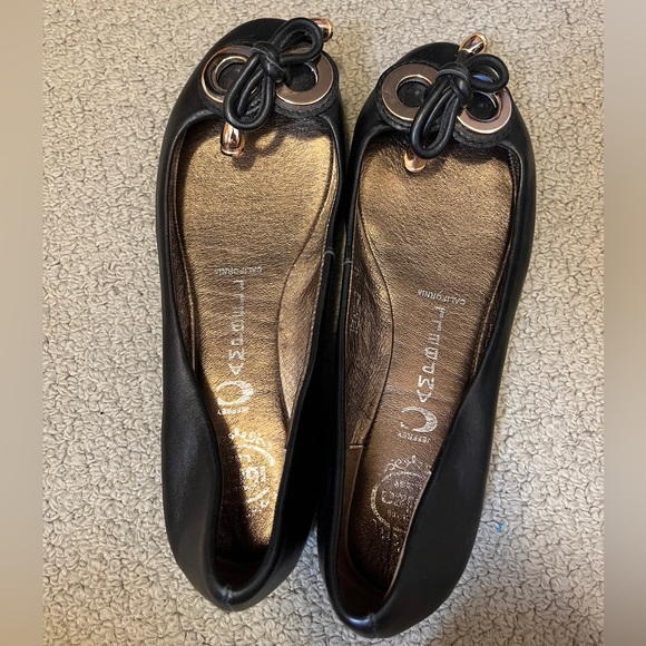 Jeffrey Campbell Bow Ballet Flat Shoes Leather Slip On Ribbon Gold 2 Ring Kawaii - Picture 4 of 11